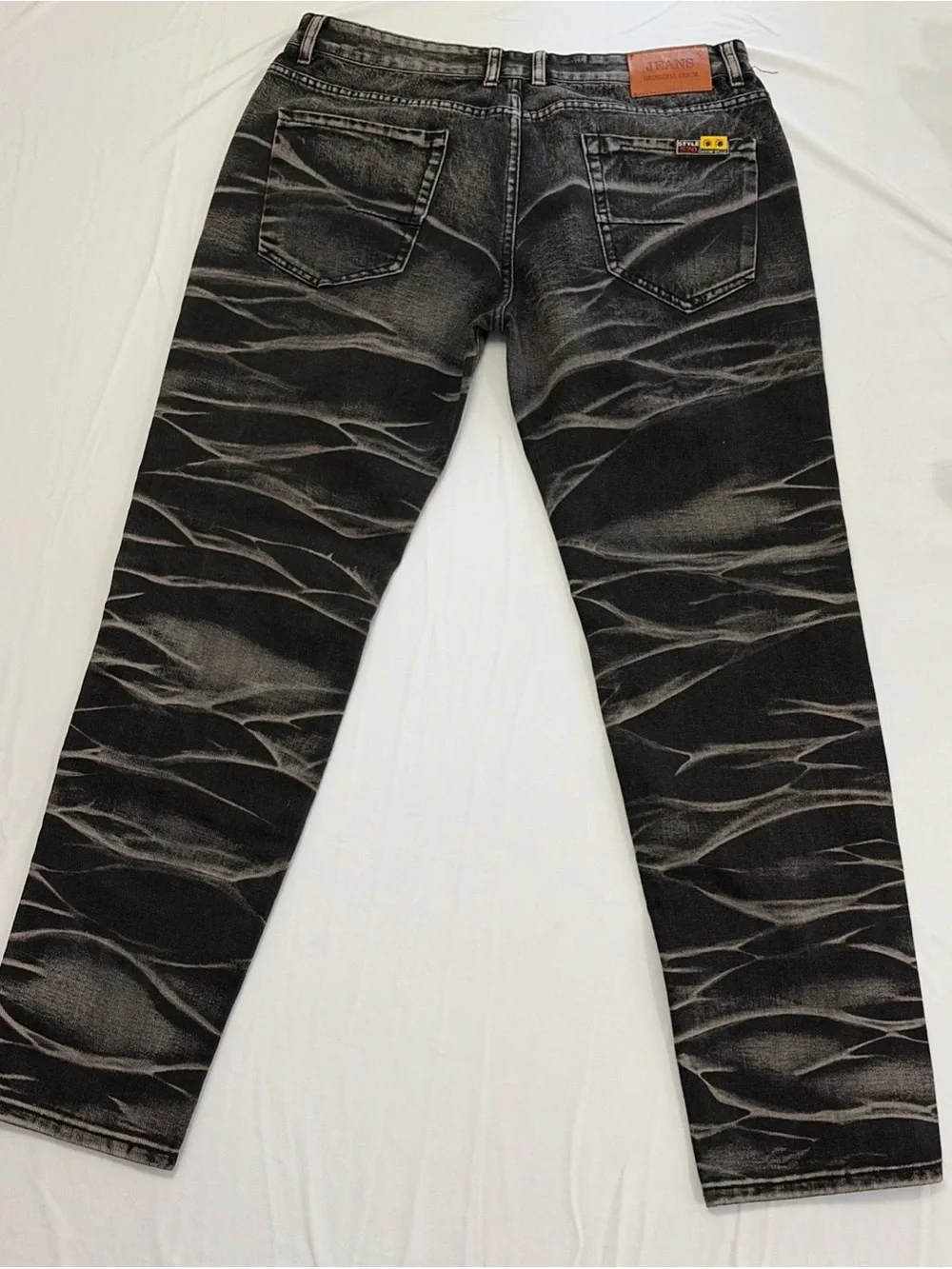 Slim Straight Black Washed Men's with Subtle Fade